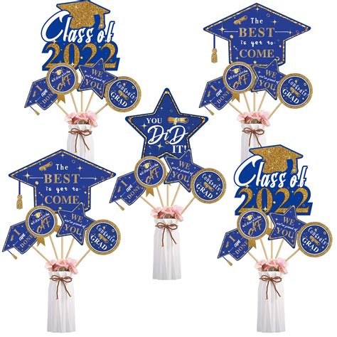 blue and gold graduation centerpieces|graduation centerpieces for adults.